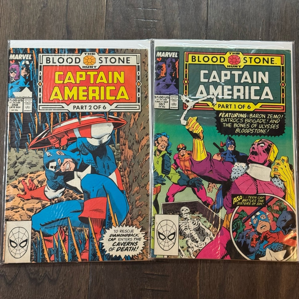 Marvel Captain America Comic Book Set - Bloodstone Hunt Part 1 & 2